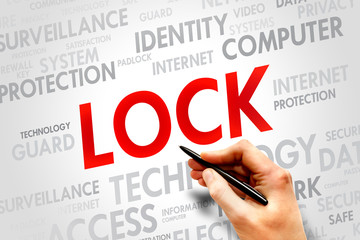 LOCK word cloud, security concept