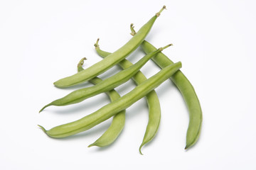green beans on white background