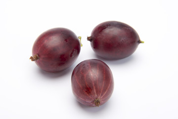 Red Gooseberries isolated on White