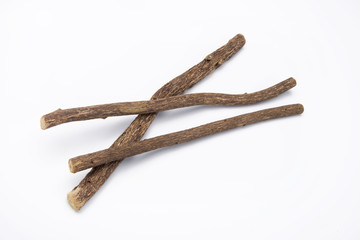old dutch candy, liquorice root, on white background