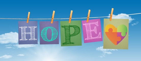 Composite image of autism awareness heart