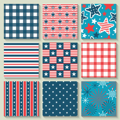 Obraz premium 4th of July, Independence Day of the USA, seamless pattern set f