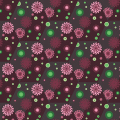 Vector seamless pattern with abstract flowers.