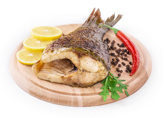 Grilled carp fish tail.