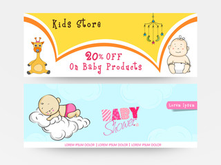 Website header or banner set for Baby Shower.