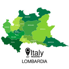 Regions map of Italy. Mappa delle regione Lombardia - obrazy, fototapety, plakaty