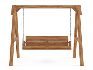 Wooden swing isolated