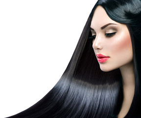 Beautiful model girl with healthy long straight shiny hair