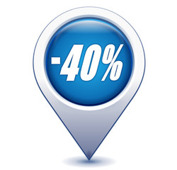 moins 40 pour 100 sur marqueur géolocalisation bleu