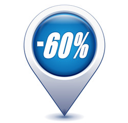 moins 60 pour 100 sur marqueur géolocalisation bleu