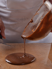 Cocinando con crema de chocolate.
