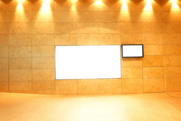 Blank billboard in underground passage