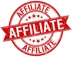 affiliate grunge retro red isolated ribbon stamp