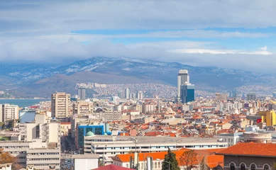 Selbstklebende Fototapeten Panorama of Izmir city, Turkey. Modern buildings © evannovostro