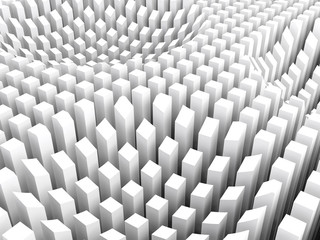 Curved surface formed white columns area array, 3d