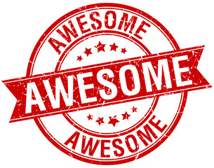 awesome grunge retro red isolated ribbon stamp