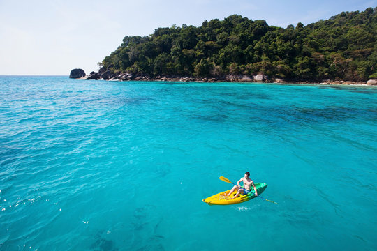 kayaking on paradise beach