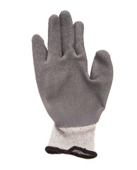 Rubber protective gray glove.