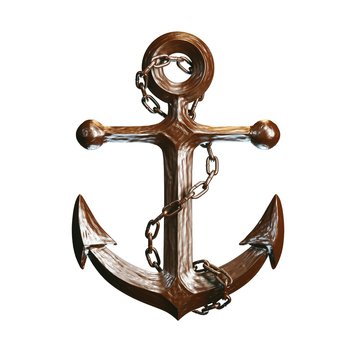 
Highly detailed anchor made of chocolate isolated on white 