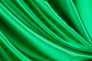 Green silk drapery.