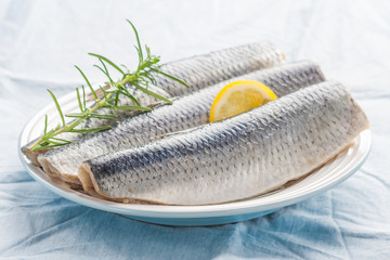 Raw herrings fillets