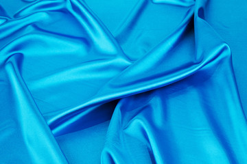 Blue silk drapery.