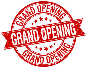 grand opening grunge retro red isolated ribbon stamp