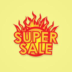 Sign sale offer with fire.