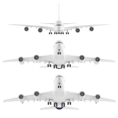 Nose of the aircraft airplane isolated. Front view