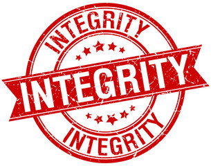 integrity grunge retro red isolated ribbon stamp