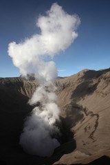 Smoking crater of Mount Bromo, Indonesia.