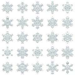 Set of snowflake, crystals  isolated on a white background 