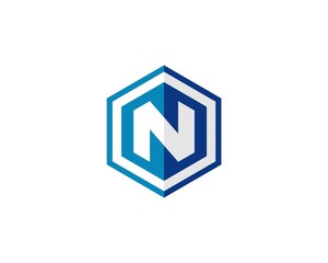 N hexagon logo icon template 2
