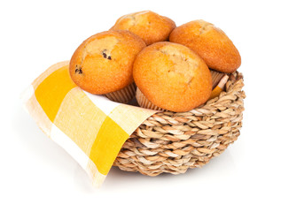 fresh muffins on white