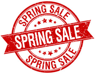 spring sale grunge retro red isolated ribbon stamp