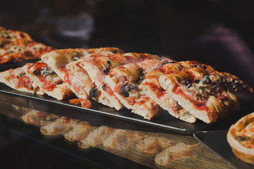 pizza in street fast food cafe