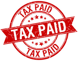 tax paid grunge retro red isolated ribbon stamp