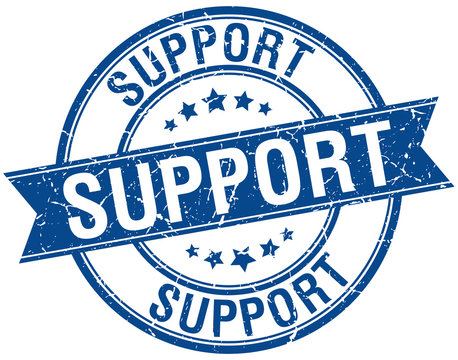 support grunge retro blue isolated ribbon stamp