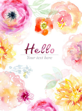 Watercolor flowers background