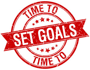 time to set goals grunge retro red isolated ribbon stamp