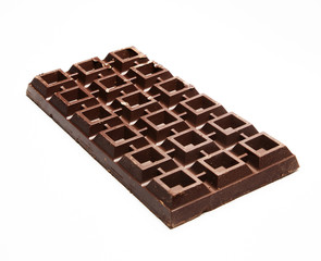 Big plate of dark chocolate on white background