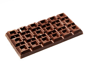 Big plate of dark chocolate on white background