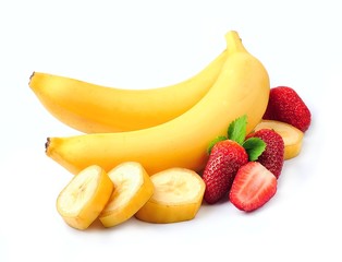 Juicy strawberry with bananas