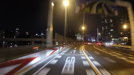 Night drive through Tokyo Metropolitan Freeway.