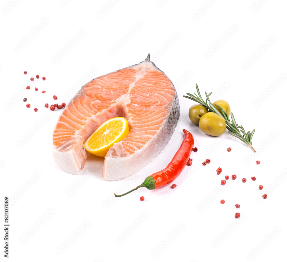 Sticker Fresh Raw Salmon.