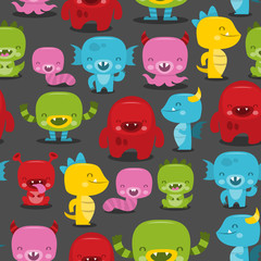 Merry Monsters Seamless Pattern Background