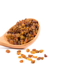Wooden spoon with raisins