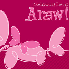 Hand Drawn Tagalog Happy Mother's Day card in vector format.