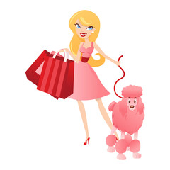 Shopping Girl Pink Poodle