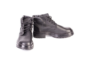 Work black leather boots